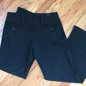 Topshop wide leg black wool pinstripe pants